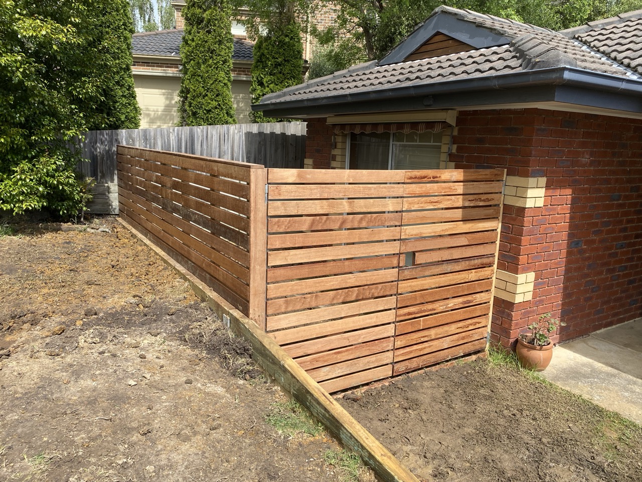 Finished merbau privacy screen and gate